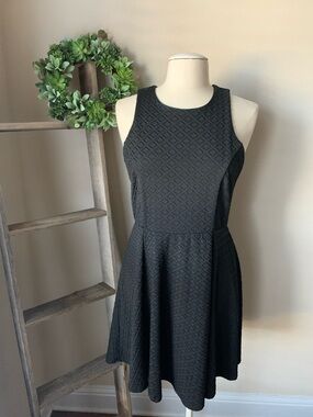 Maurices black textured sleeveless | 
cut out back | skater A-line dress